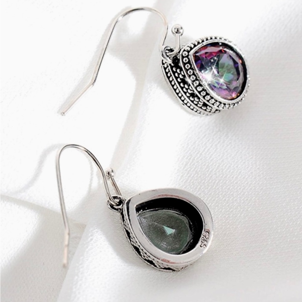 Water drop earrings with beautiful multi color zircon stone. - Picture 5 of 6